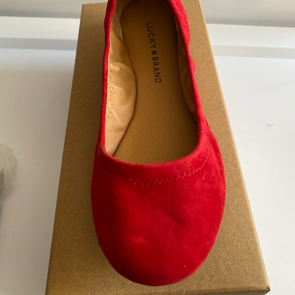 Lucky Brand Women's Red Suede Ballet Flats
